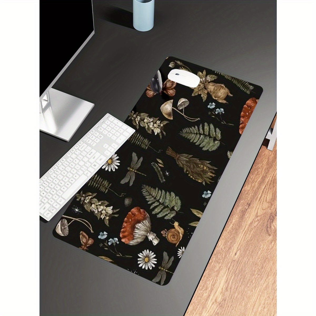 Vintage Mushroom Floral Extra Large Mouse Pad, Stain-Resistant Gaming & Office Keyboard Mat, Desk Decor Pad
