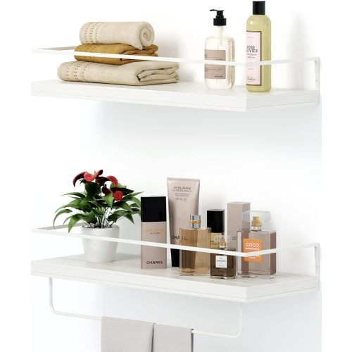 Light Gold Edge Wall Mounted Floating Shelves, Multi-Functional Storage Rack for Bathroom, Kitchen, Balcony, Perfect for Cosmetics, Spice Jars & Plants