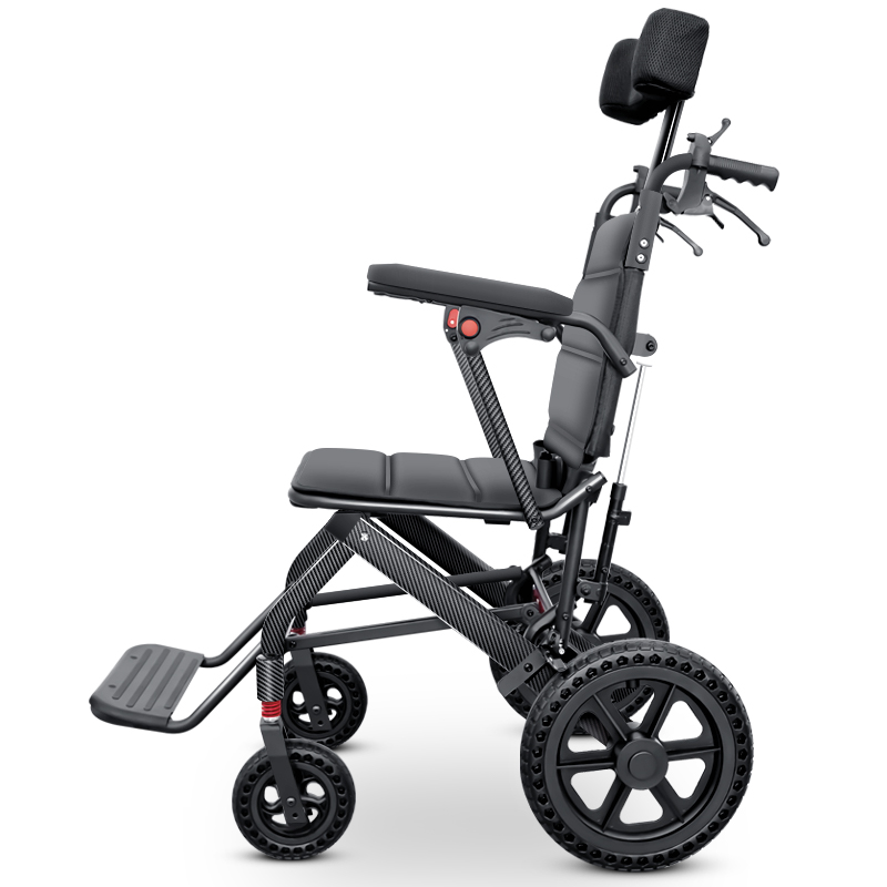 WC13-斜躺轮椅，轻便折叠轮椅，旅行轮椅，带拉杆，头枕，轮椅可倾斜