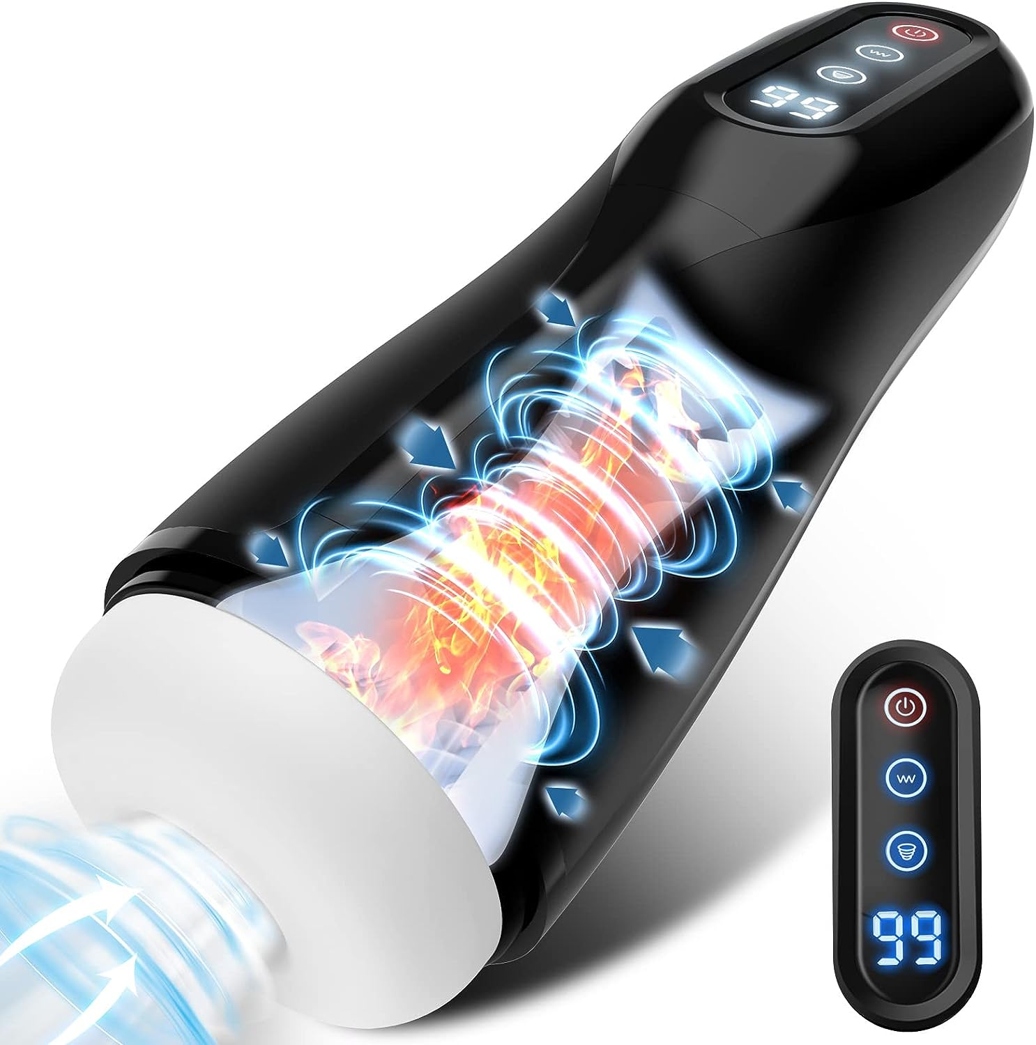 全自动男性性玩具-带9个吸力、振动和加热的成人男性性玩具，适合男士免提口袋猫