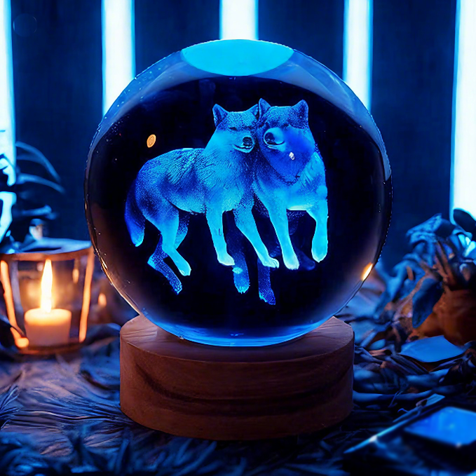 60双狼水晶球夜灯