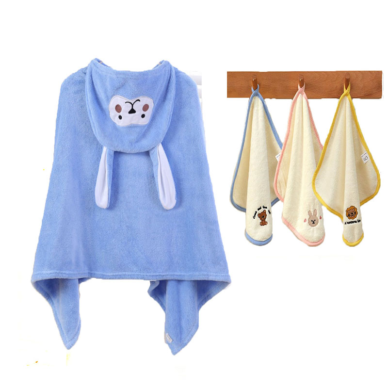 Blue Monkey Baby Towel Set