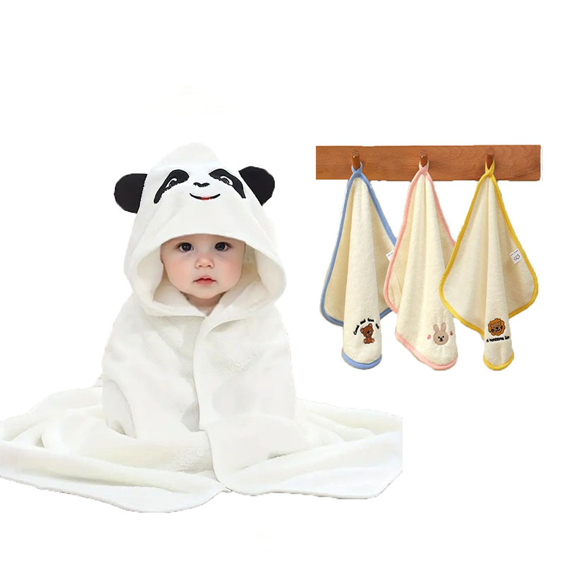 熊猫婴儿浴巾套装