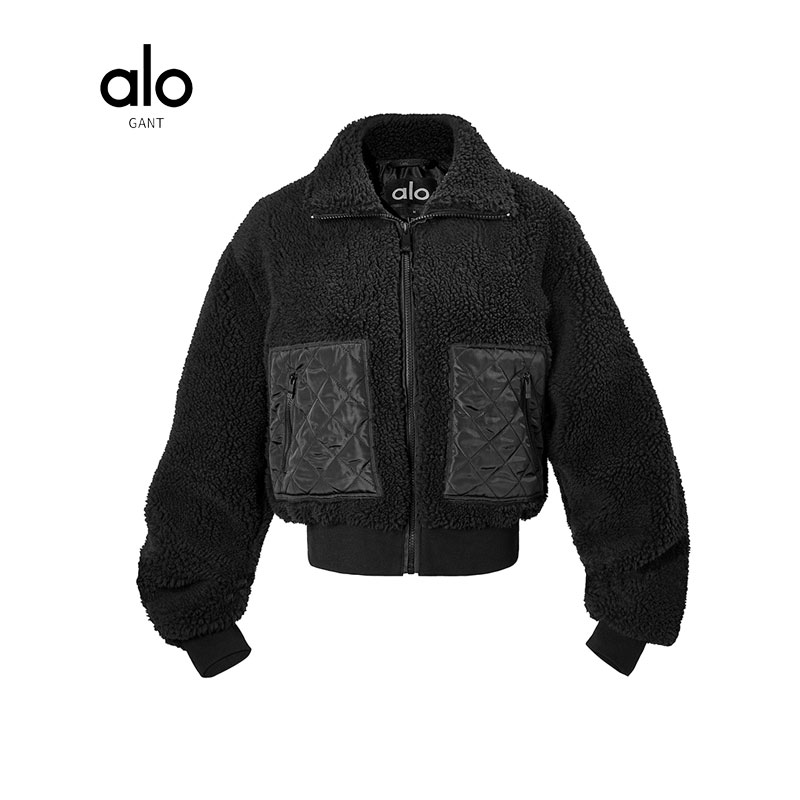 alo常规厚款加绒加厚款长袖短外套拉链防风通勤宽松型