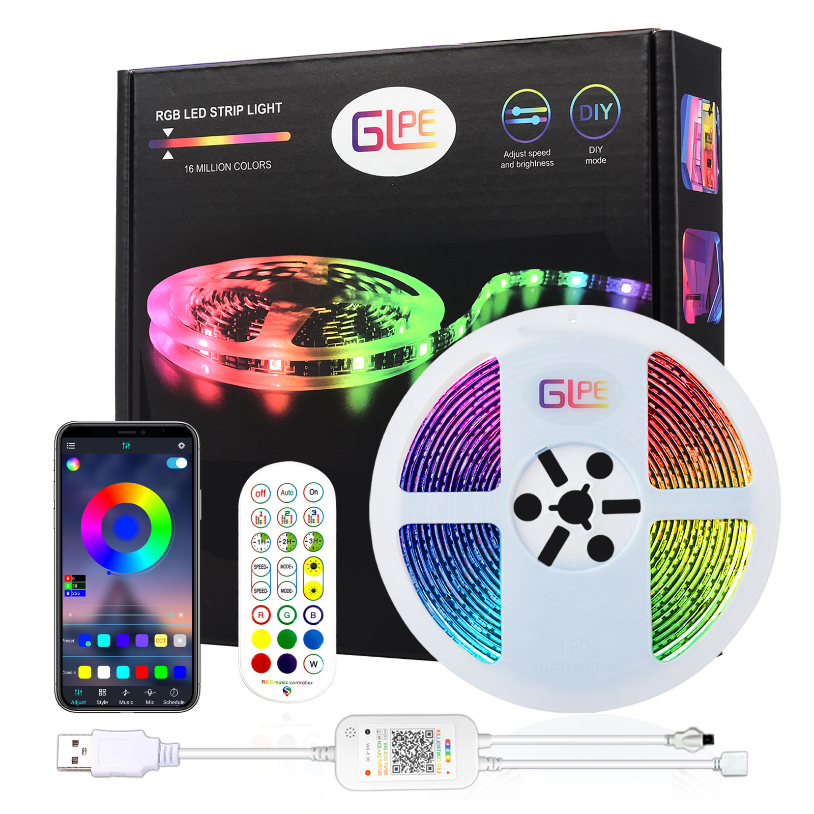 30 m RGBW plug-in leather light set