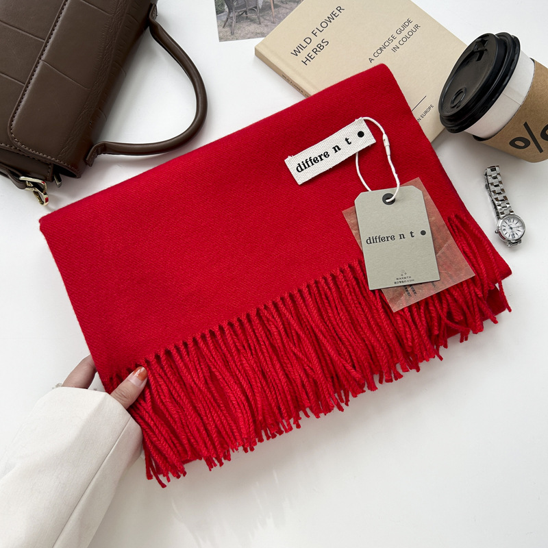 新款300克纯色围巾女冬款