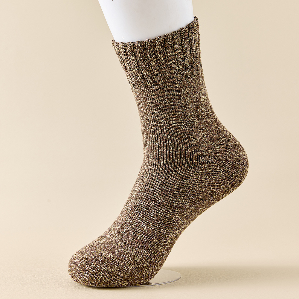 秋冬男士中筒袜加绒加厚保暖袜毛圈袜抗寒防冻袜