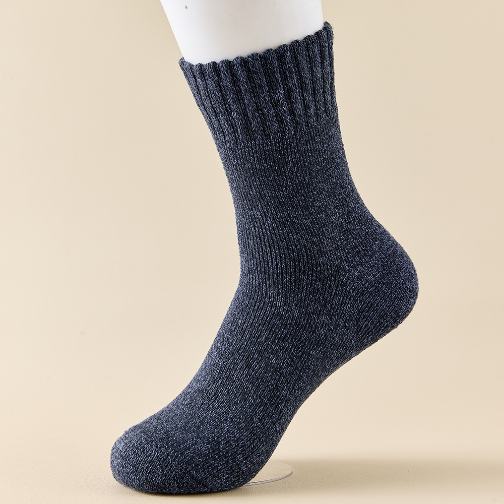 秋冬男士中筒袜加绒加厚保暖袜毛圈袜抗寒防冻袜