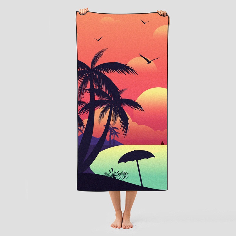 速干沙滩巾印花便携速干健身运动毛巾户外沙滩毛巾