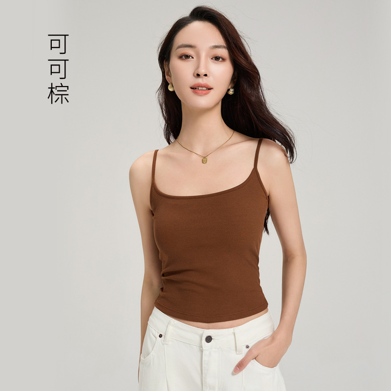 带胸垫吊带背心美背一体杯2026新款莱赛尔百搭神器女修身打底内衣