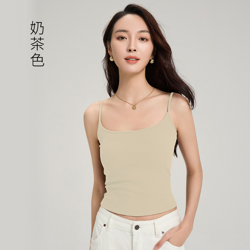 带胸垫吊带背心美背一体杯2026新款莱赛尔百搭神器女修身打底内衣