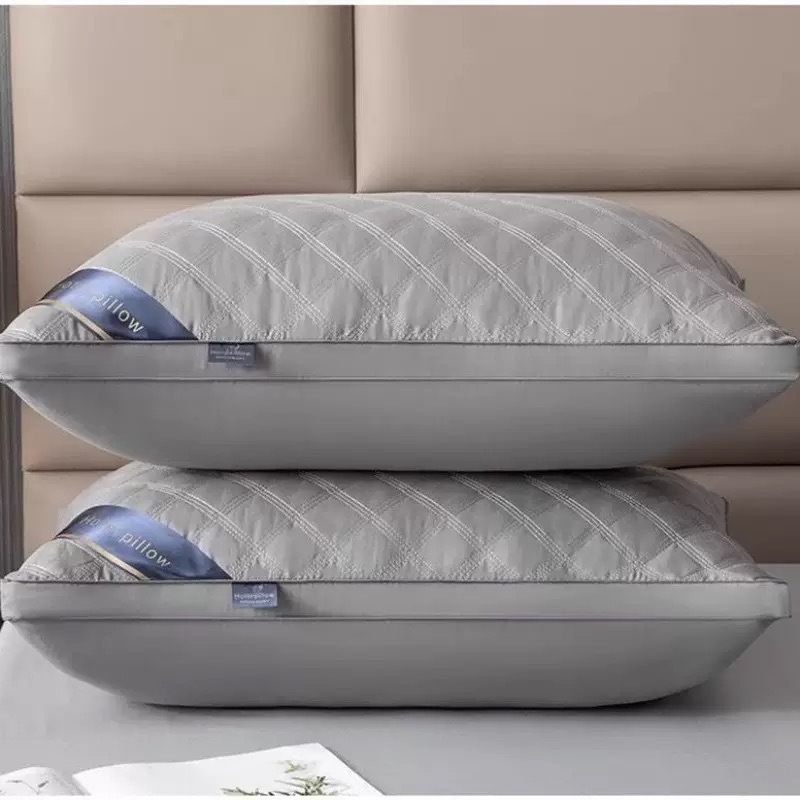 三线格酒店枕头高弹不塌陷枕芯成人单人护颈羽丝绒枕