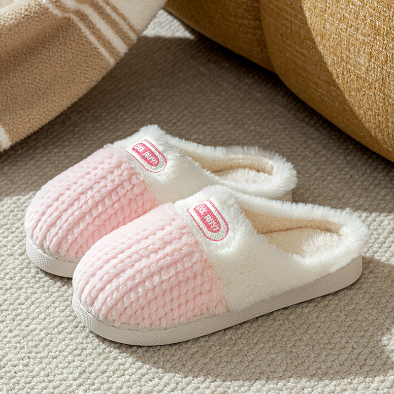 加绒保暖厚底棉拖鞋女士家居拖鞋秋冬情侣棉拖加绒静音防滑月子鞋