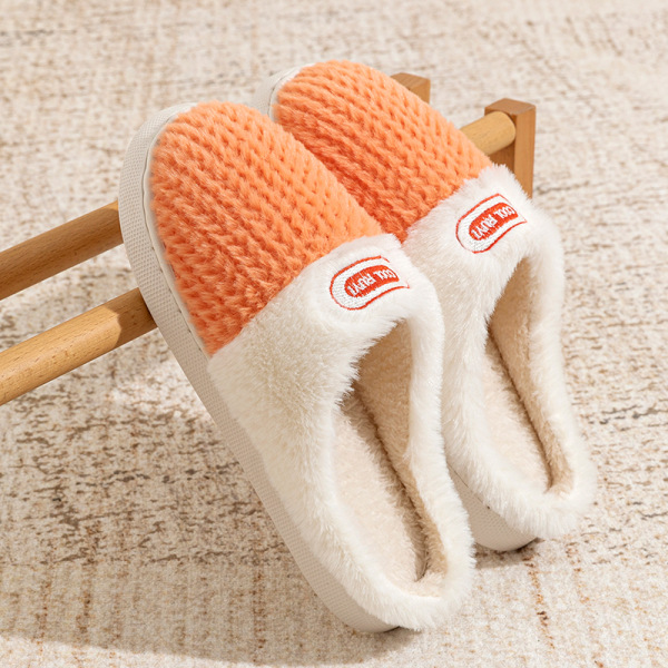 加绒保暖厚底棉拖鞋女士家居拖鞋秋冬情侣棉拖加绒静音防滑月子鞋