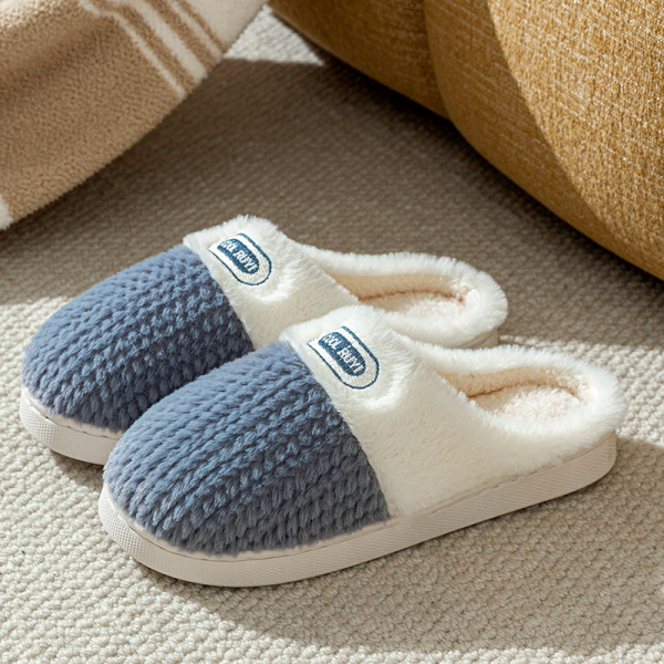 加绒保暖厚底棉拖鞋女士家居拖鞋秋冬情侣棉拖加绒静音防滑月子鞋