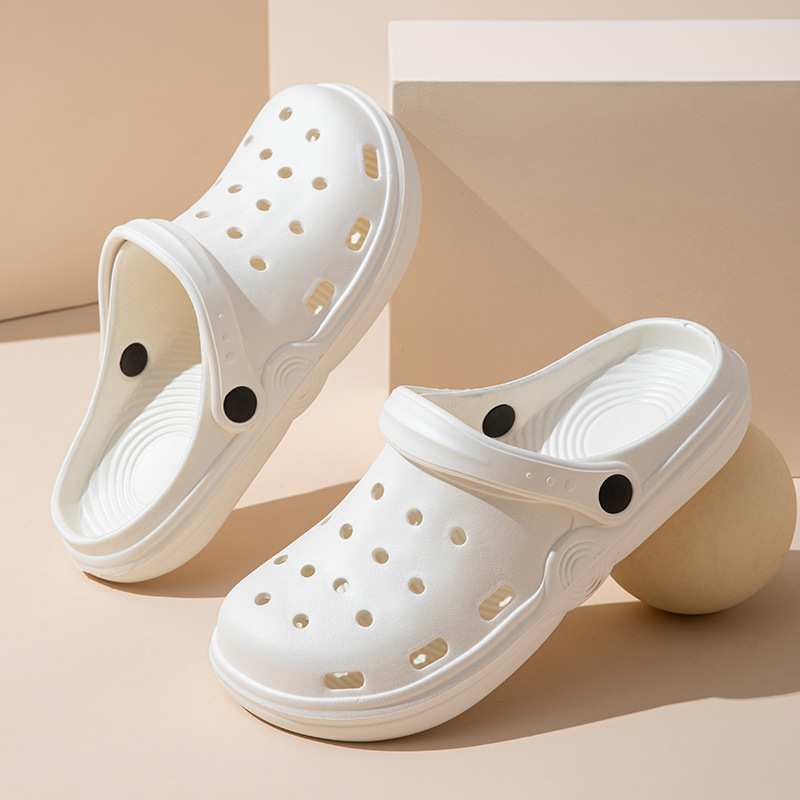 洞洞鞋女夏季情侣外穿沙滩防滑厚底防臭漏水款凉拖鞋男踩屎感包头