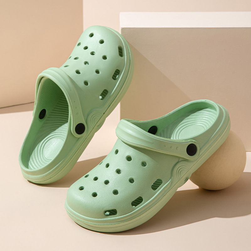 洞洞鞋女夏季情侣外穿沙滩防滑厚底防臭漏水款凉拖鞋男踩屎感包头