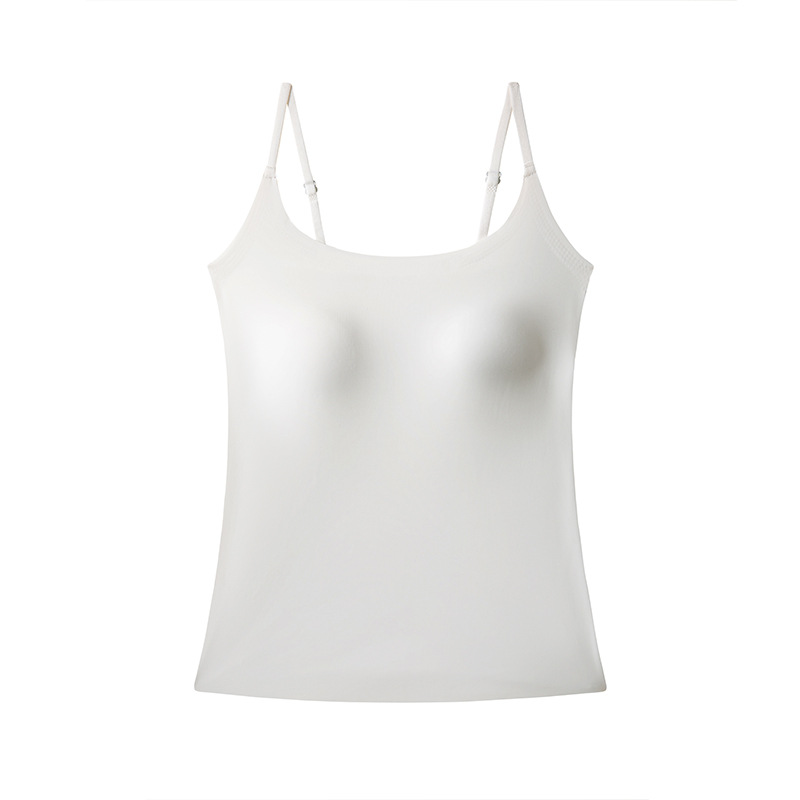 Ice Silk camisole with chest pad bra all-in-one underwear women's inner vest and back wear 2025 new popular top