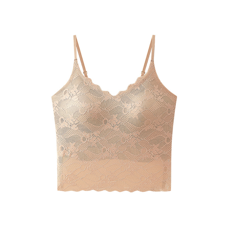 蕾丝吊带固定杯背心女爆款性感修身美背提拉无钢圈百搭打底内衣