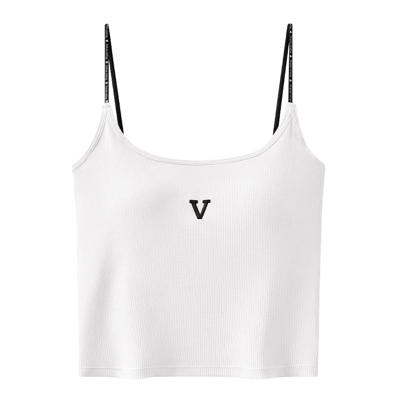 带胸垫吊带背心女内搭新款夏季字母性感美背免穿文胸一体打底上衣