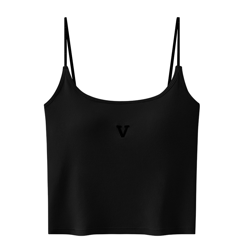 带胸垫吊带背心女内搭新款夏季字母性感美背免穿文胸一体打底上衣