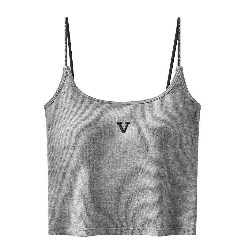 带胸垫吊带背心女内搭新款夏季字母性感美背免穿文胸一体打底上衣