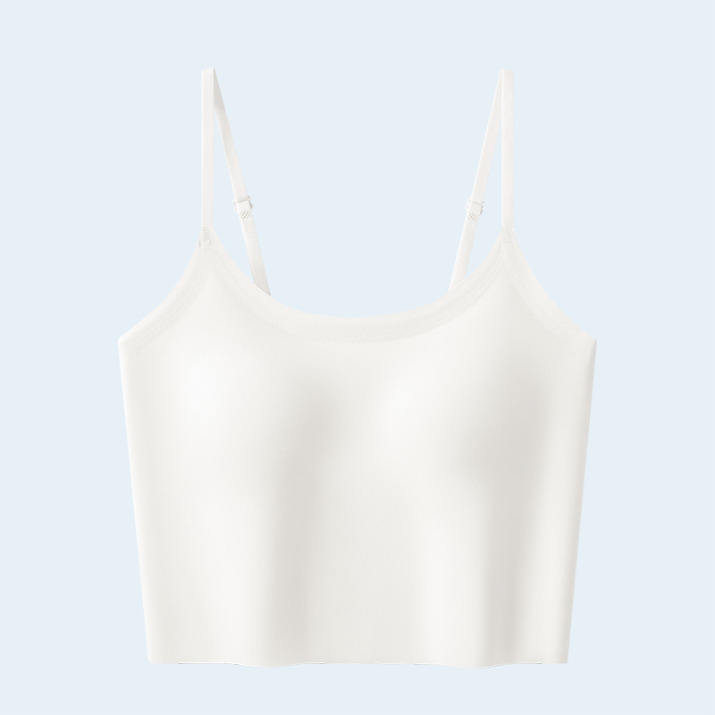 无痕夏季薄款美背内衣女带胸垫文胸一体外穿内搭显瘦背心吊带抹胸