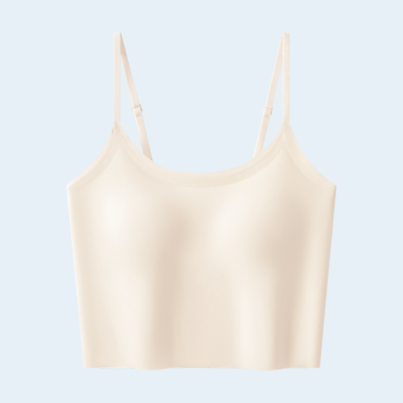 无痕夏季薄款美背内衣女带胸垫文胸一体外穿内搭显瘦背心吊带抹胸