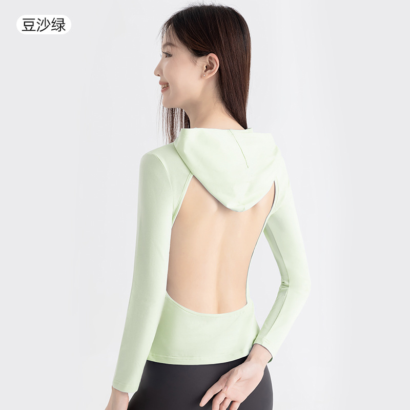 三伏天晒背专用衣服女夏2026新款纯棉带胸垫一体连帽遮阳长袖上衣