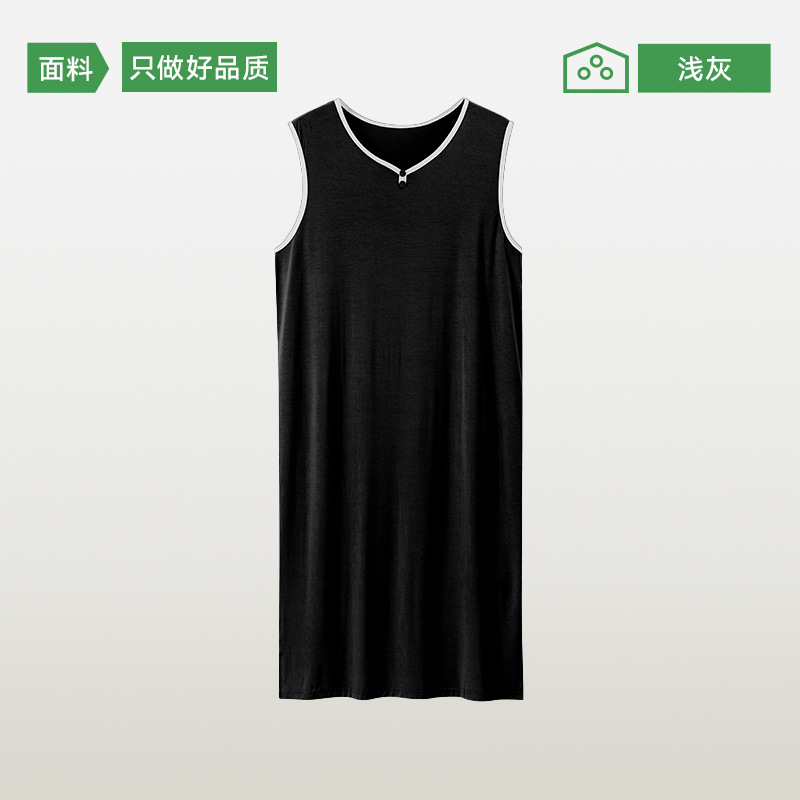 Men’s Nightgown 2026 New Summer Thin Bathrobe Silky Ice Silk Plus-Size Loose Vest Nightgown Modal Pajamas