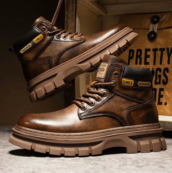 2025 hot new Martin boots men's trendy high-top British overalls casual mid-top all-match men's shoes
