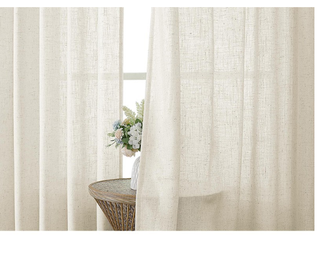 Linen gauze curtain cross-border natural color imitation linen foreign trade wholesale gauze curtain Korean pleated through Rod Hook room living room transparent