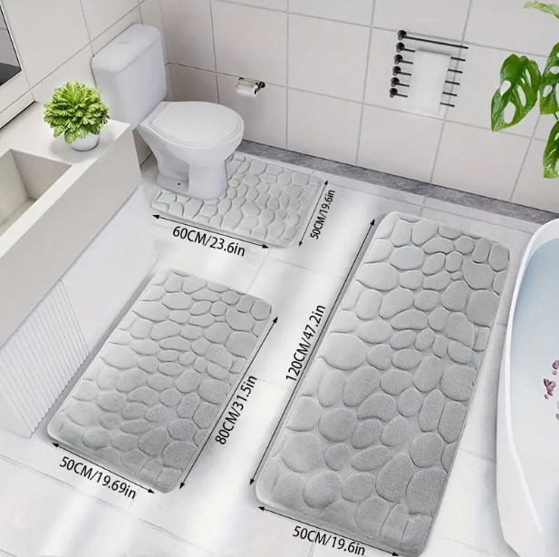 Embossed stone pattern bathroom water-absorbing Mat toilet door mat foot Mat toilet non-slip mat