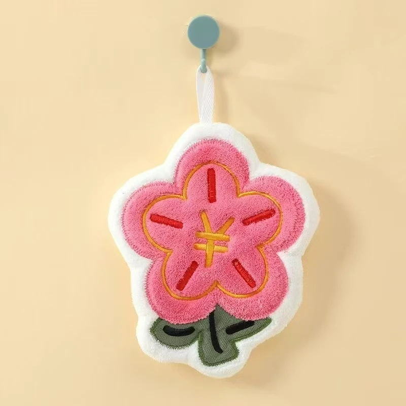 Rich Flower cute flower towel hanging thickened embroidery absorbent quick-drying Bathroom Kitchen handkerchief towel soft