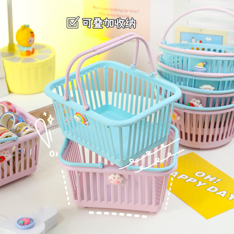 Orchard Square picking plastic handbasket hollow-out strawberry fruit basket plastic basket desktop sundries storage basket