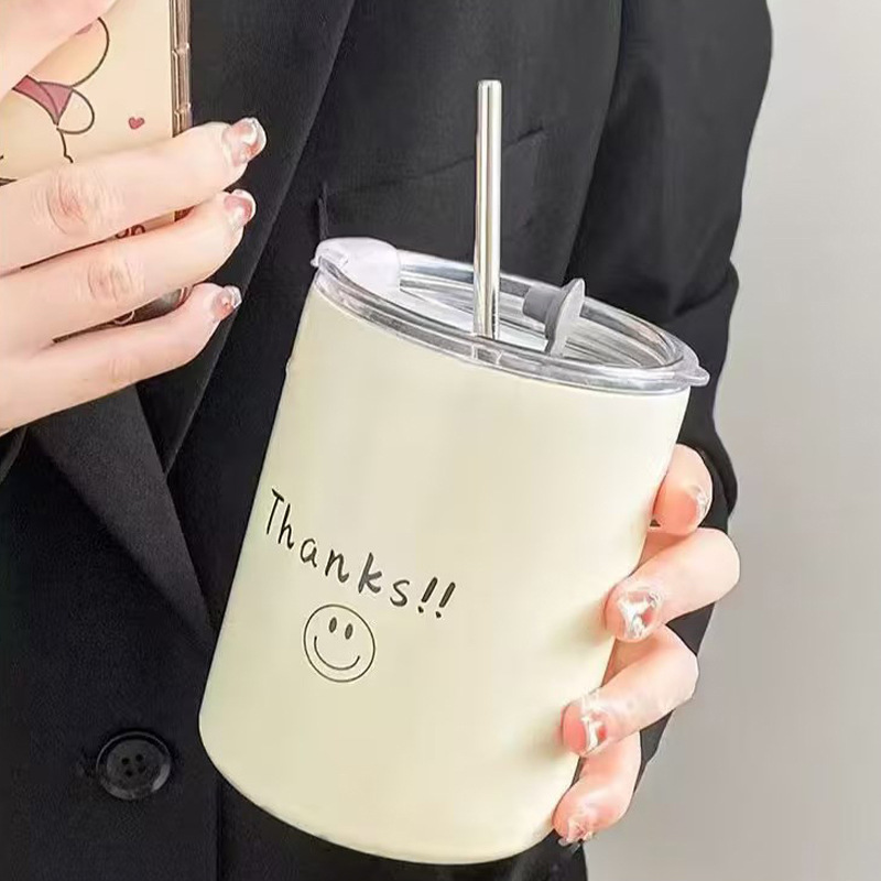 批发小马克杯小众情侣水杯办公室咖啡杯精致玻璃杯子便携吸管杯子