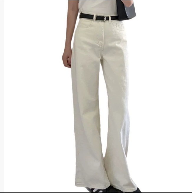 White straight jeans women's spring and autumn 2026 new high waist slimming small loose narrow version all-match wide leg pants