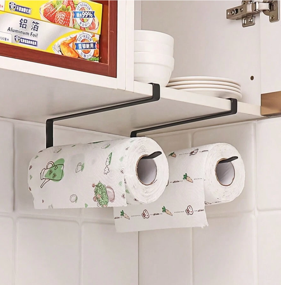 1/2 piece free hanging kitchen tissue rack, cabinet mounted soft paper roll rack, plastic wrap and rag storage rack kitchen supplies kitchen accessories kitchen tools