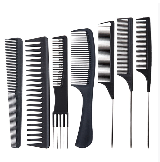 Hairdressing comb 7-piece set barbershop style comb pointed tail comb hairdressing wide tooth comb hair dyeing comb