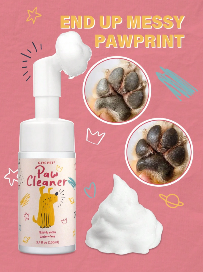 GJYC pet paw cleaner-washable foam cleaner, suitable for dogs and cats | 3.4 fluid ounces | Mild and pleasant smell | Deep cleaning pet paw | Detachable soft silicone brush