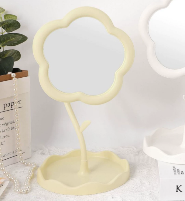 ins flower portable mirror desktop desktop dresser student dormitory high-value portable sunflower cosmetic mirror
