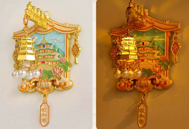 Chinese-style iron Jiangnan streamer lantern refrigerator sticker can shine at night