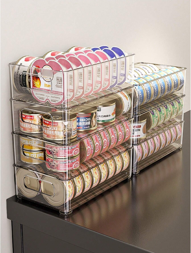  透明亚克力猫粮罐头收纳盒