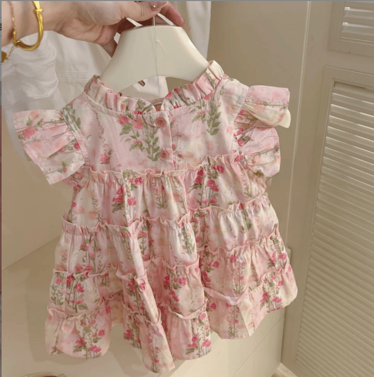 女童碎花连衣裙夏季2025新款儿童无袖裙子洋气女孩宝宝夏装公主裙