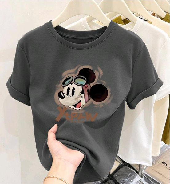 Straight-shoulder pure cotton short-sleeve T-shirt for women, trendy and versatile ins-style top, basic shirt, 2025 early autumn new model