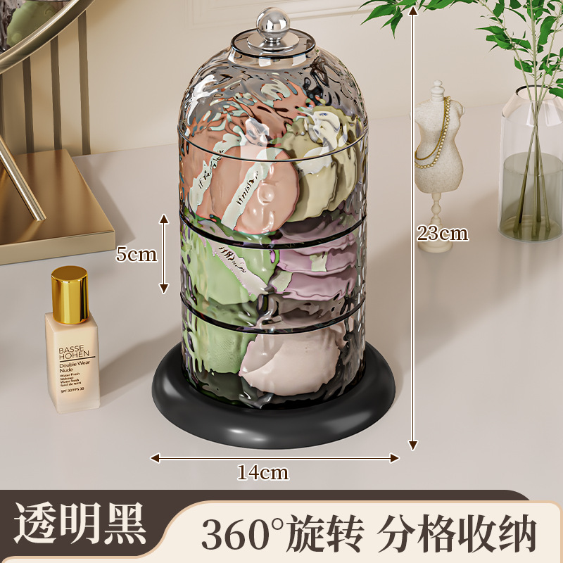 网红轻奢化妆品收纳盒防尘桌面收纳箱梳妆台粉扑收纳盒盒护肤品JM