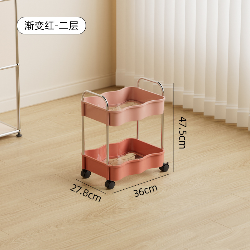 Trolley storage rack bedroom bedside kitchen multi-layer rack with wheels living room floor movable snack storage rack JM