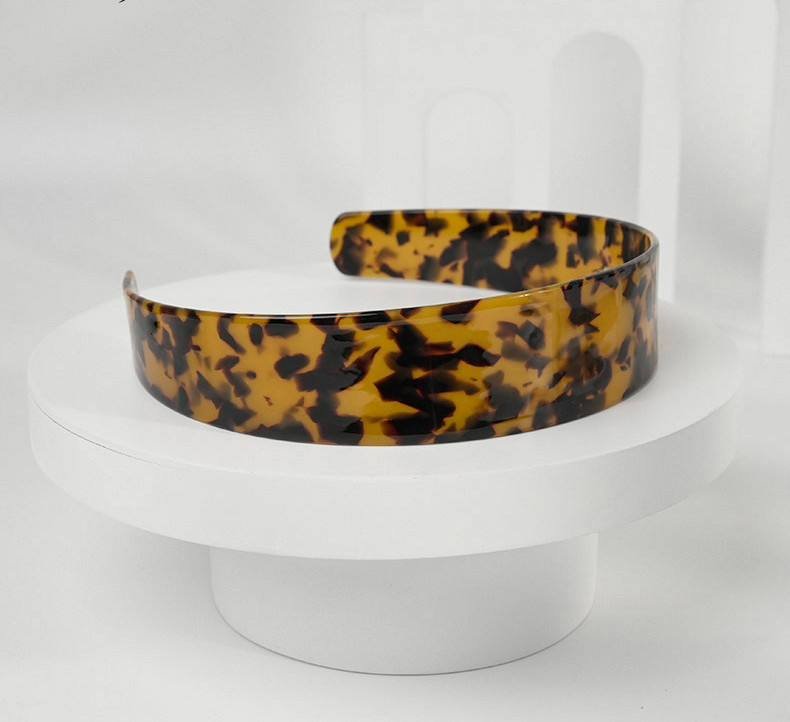Kinling French classic acetate headband leopard print full strap non-slip tooth wide edge headband
