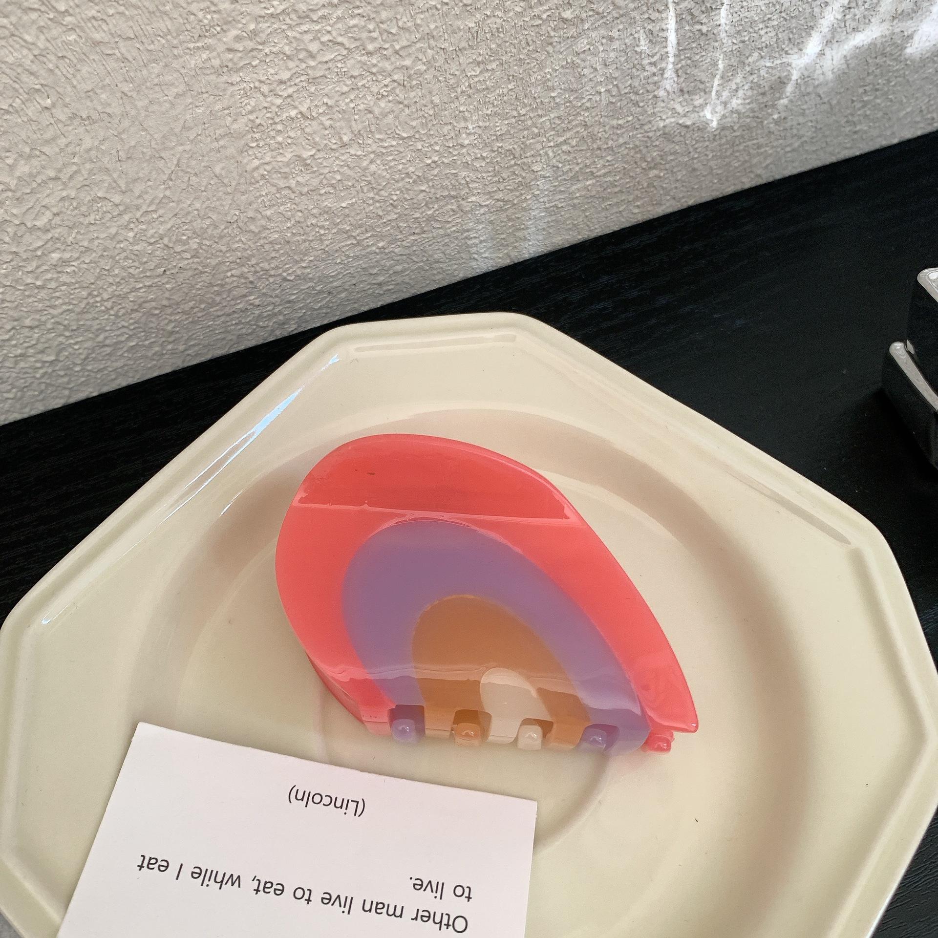 欧美ins定制粉色渐变桃心爱心抓夹千禧甜酷辣妹emijay醋酸发抓