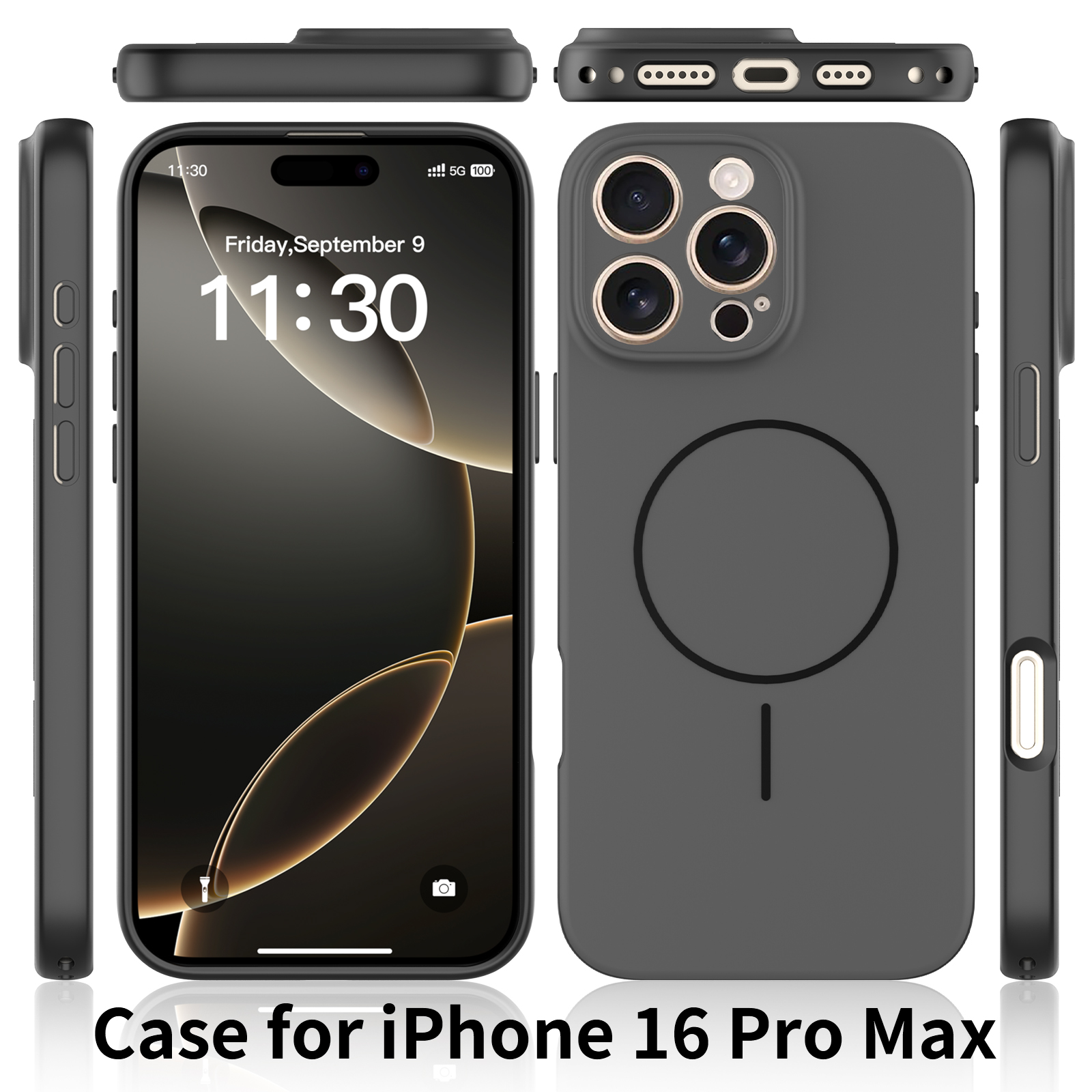Magnetic suction car phone case, PC TPU composite material, four-corner drop-proof airbag, lens screen height protection, light and thin skin-friendly scratch-resistant, wireless charging compatible, suitable for iPhone 16pro/16 pro max mobile phone protective cover/mobile phone case